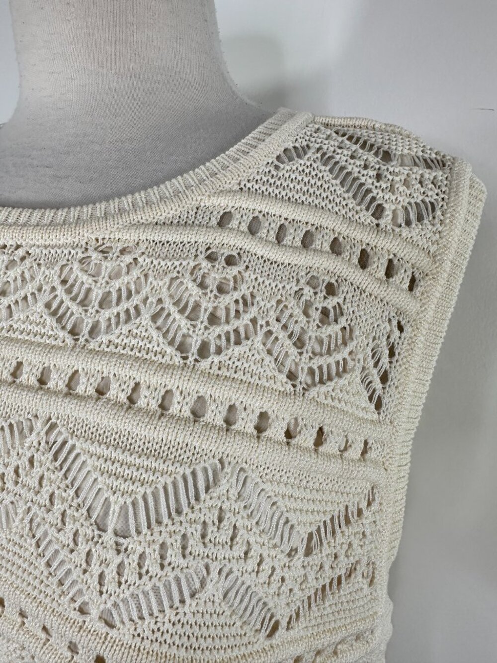 NWT Ralph Lauren Cream Black Label Sleeveless Crochet Knit Top Women's Sz XL - Picture 4 of 16